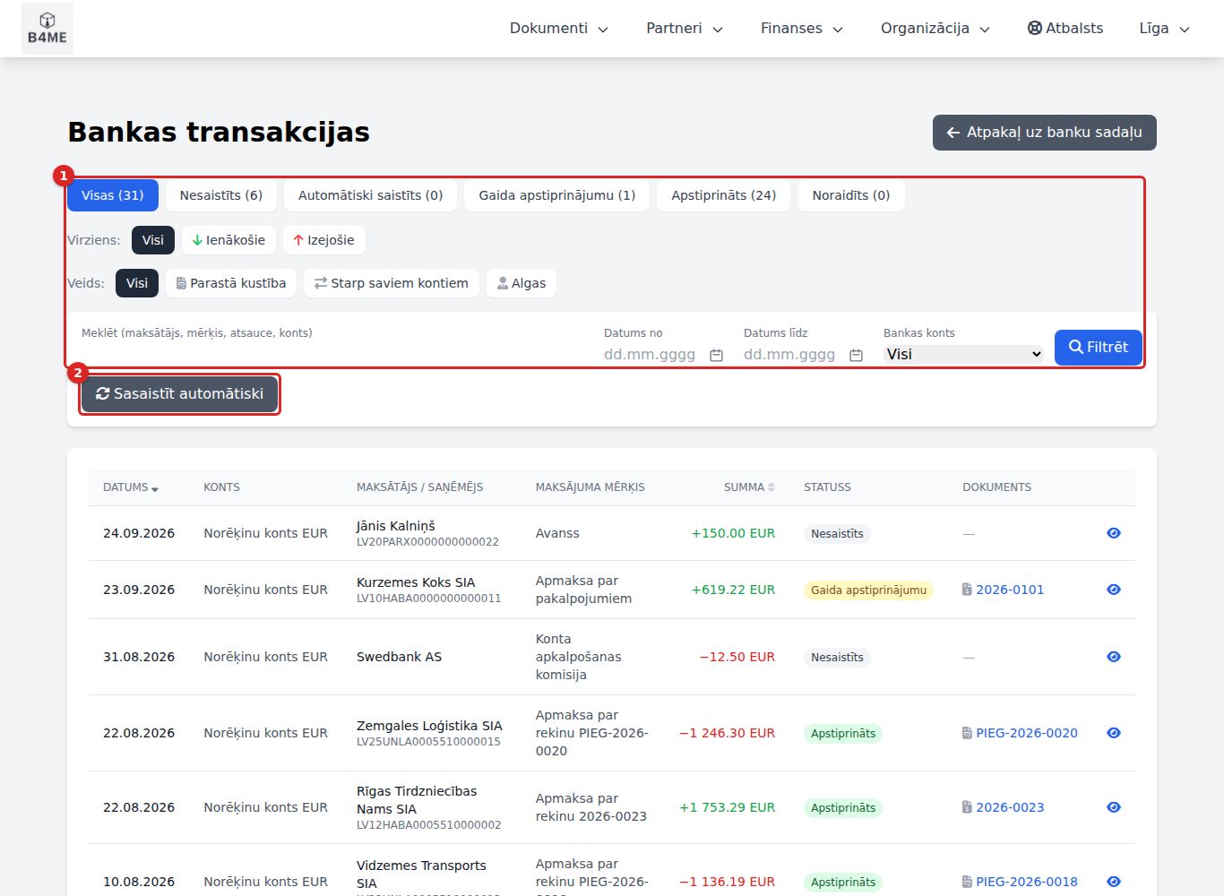 Bankas transakcijas